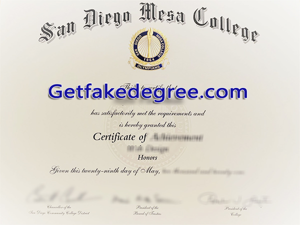 San Diego Mesa College diploma