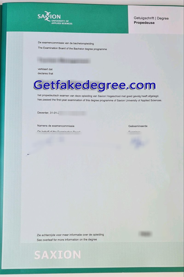 Saxion University of Applied Sciences diploma