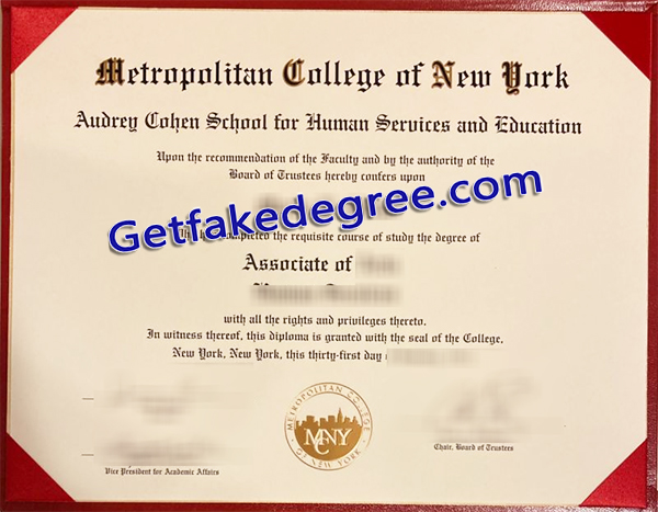 Metropolitan College of New York diploma