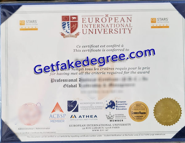 European International University diploma